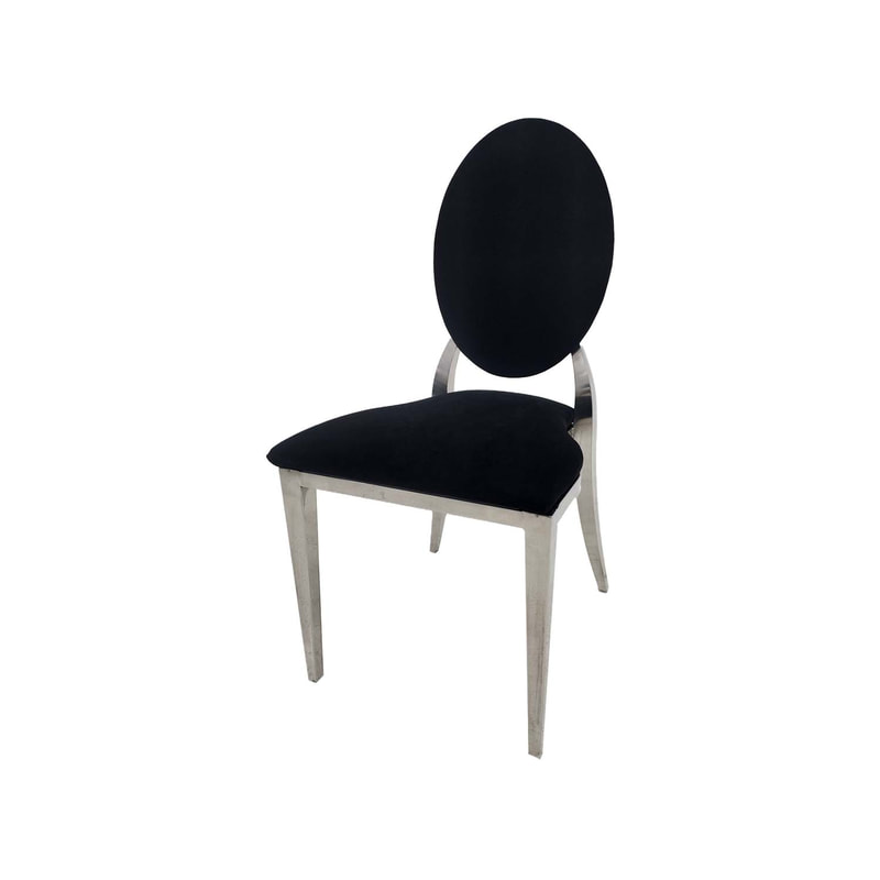 F-CH132-BL Silver Dior chair in Black fabric