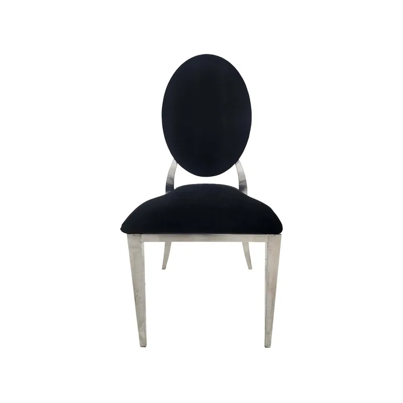 F-CH132-BL Silver Dior chair in Black fabric