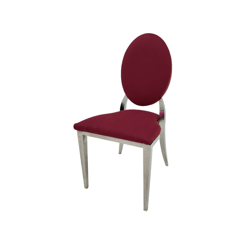 F-CH132-DR Silver Dior chair in dark red fabric