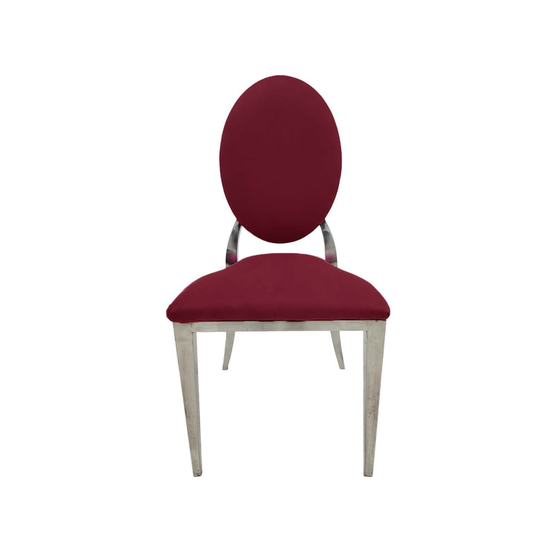 F-CH132-DR Silver Dior chair in dark red fabric