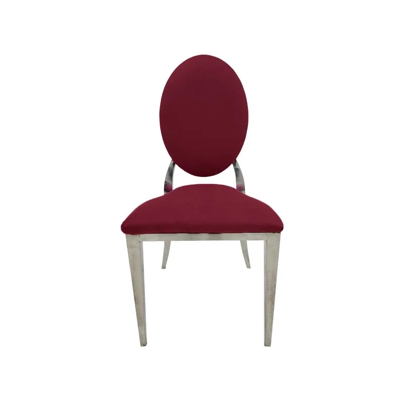 F-CH132-DR Silver Dior chair in dark red fabric
