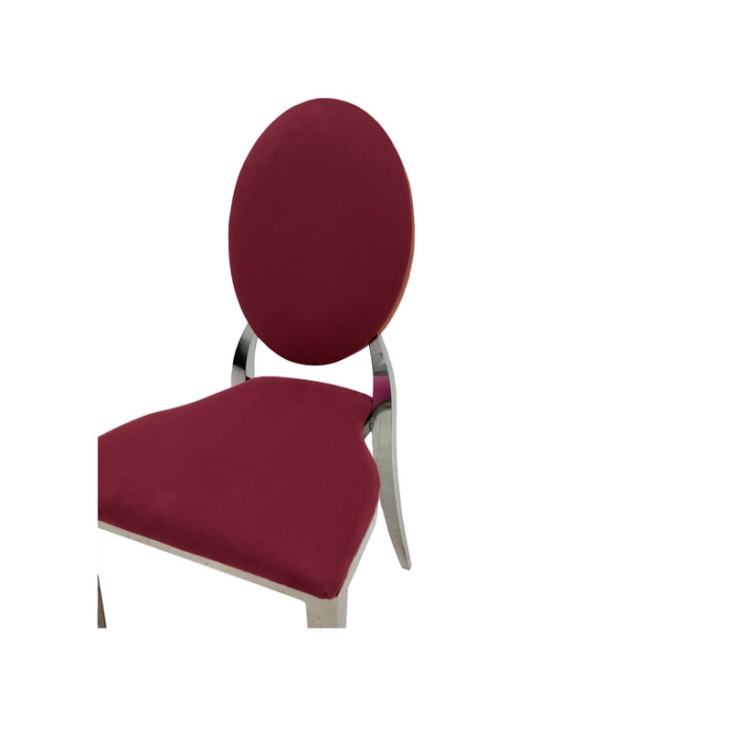 F-CH132-DR Silver Dior chair in dark red fabric