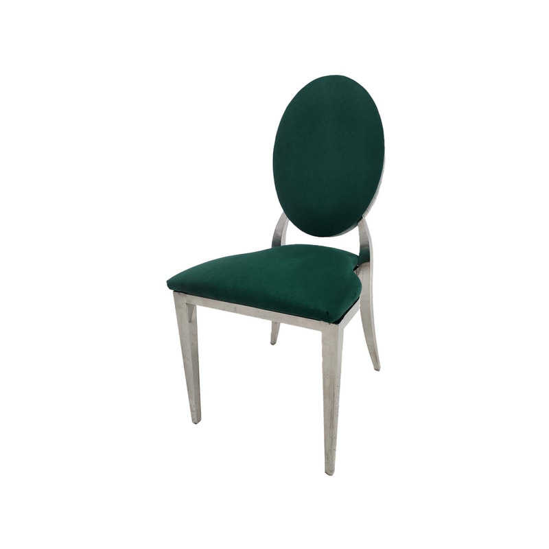 F-CH132-EG Silver Dior chair in Emerald Green fabric