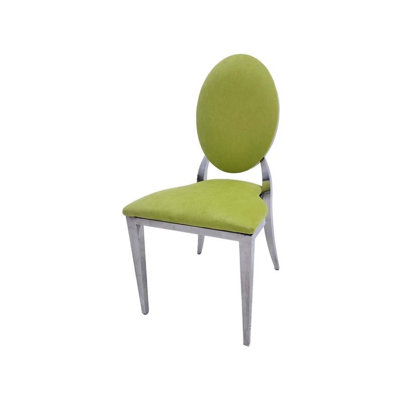 F-CH132-GL Silver Dior chair in lime green fabric