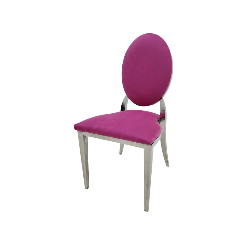 F-CH132-HP Silver Dior chair in hot pink fabric