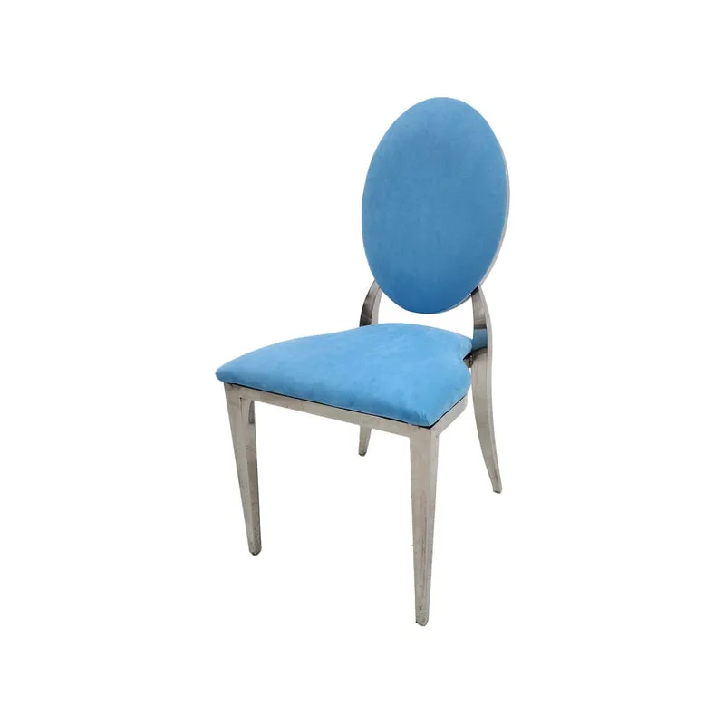 F-CH132-LB Silver Dior chair in light blue fabric