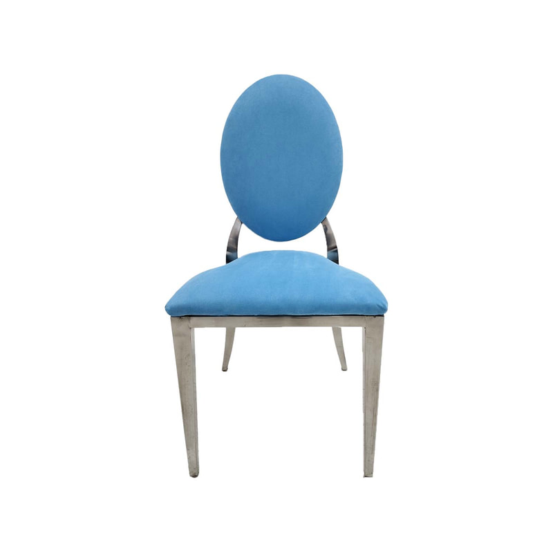 F-CH132-LB Silver Dior chair in light blue fabric