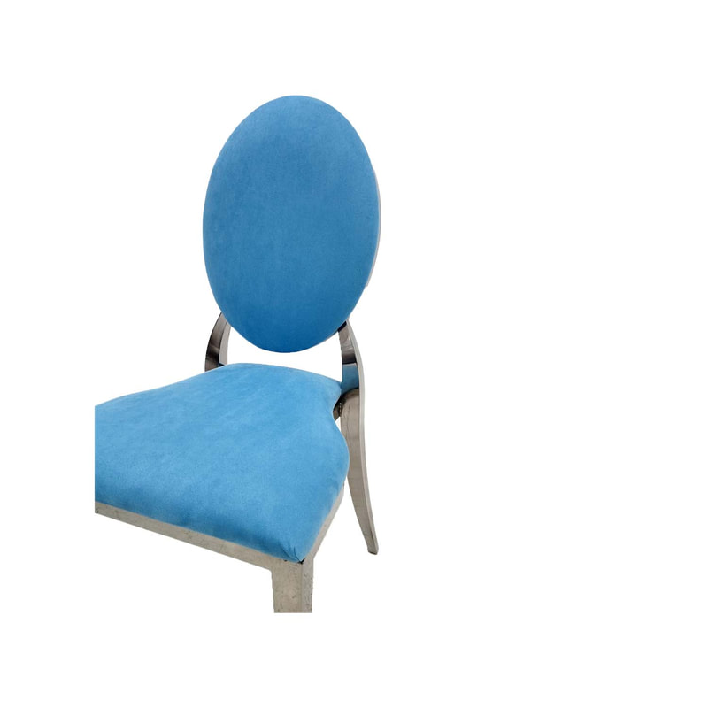 F-CH132-LB Silver Dior chair in light blue fabric
