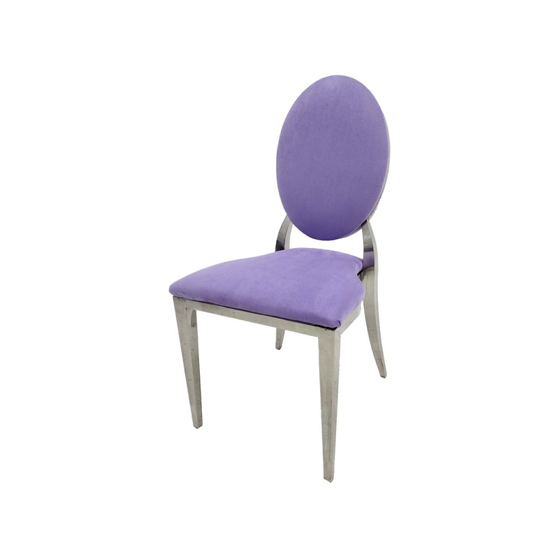 F-CH132-LL Silver Dior chair in lilac fabric