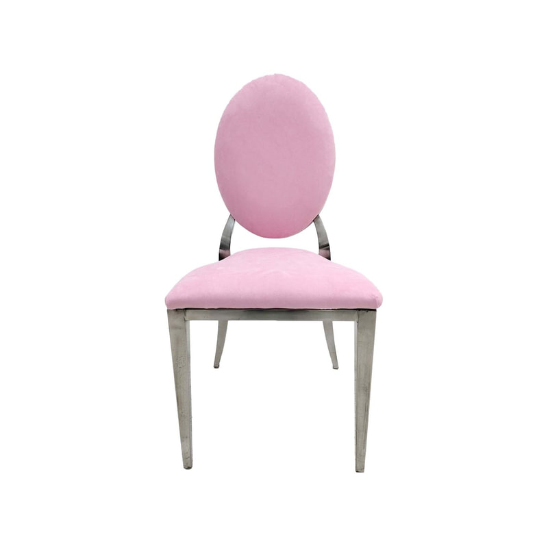 F-CH132-LP Silver Dior chair in Light Pink fabric