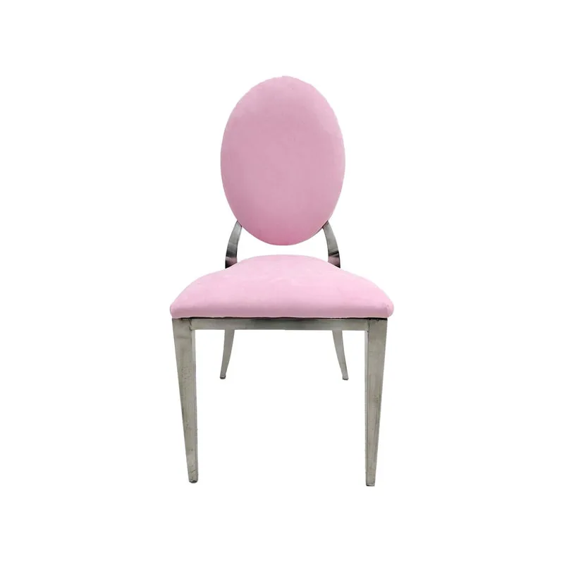 F-CH132-LP Silver Dior chair in Light Pink fabric