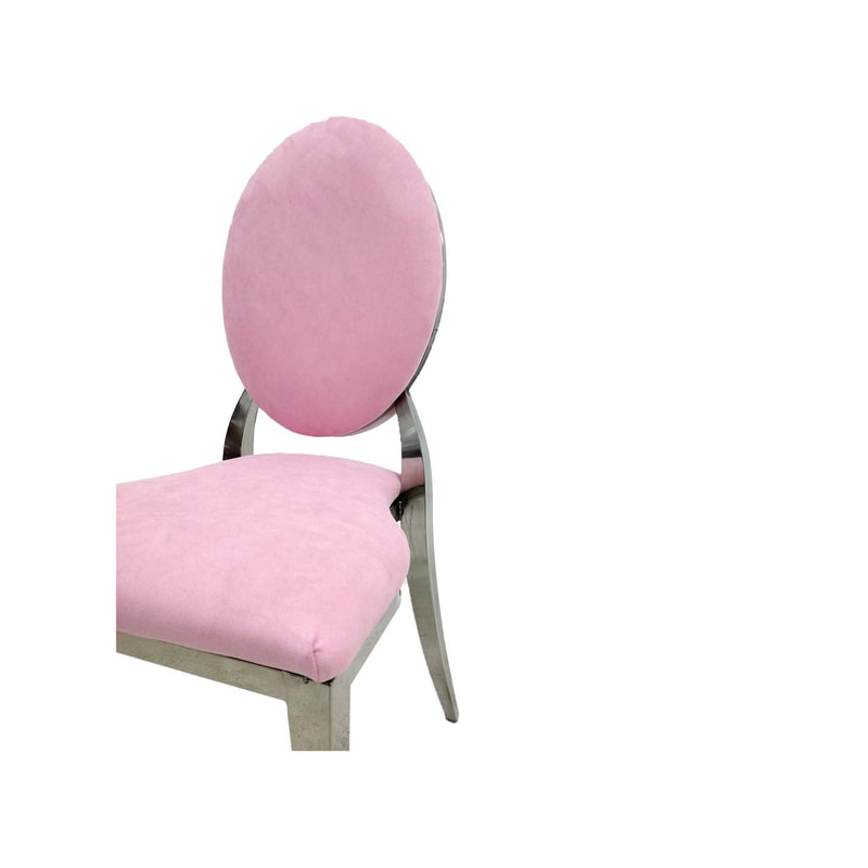 F-CH132-LP Silver Dior chair in Light Pink fabric