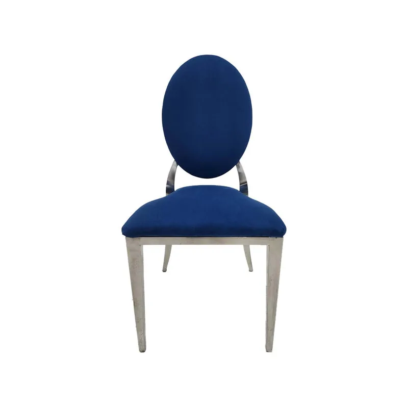 F-CH132-MB Silver Dior chair in Midnight Blue fabric