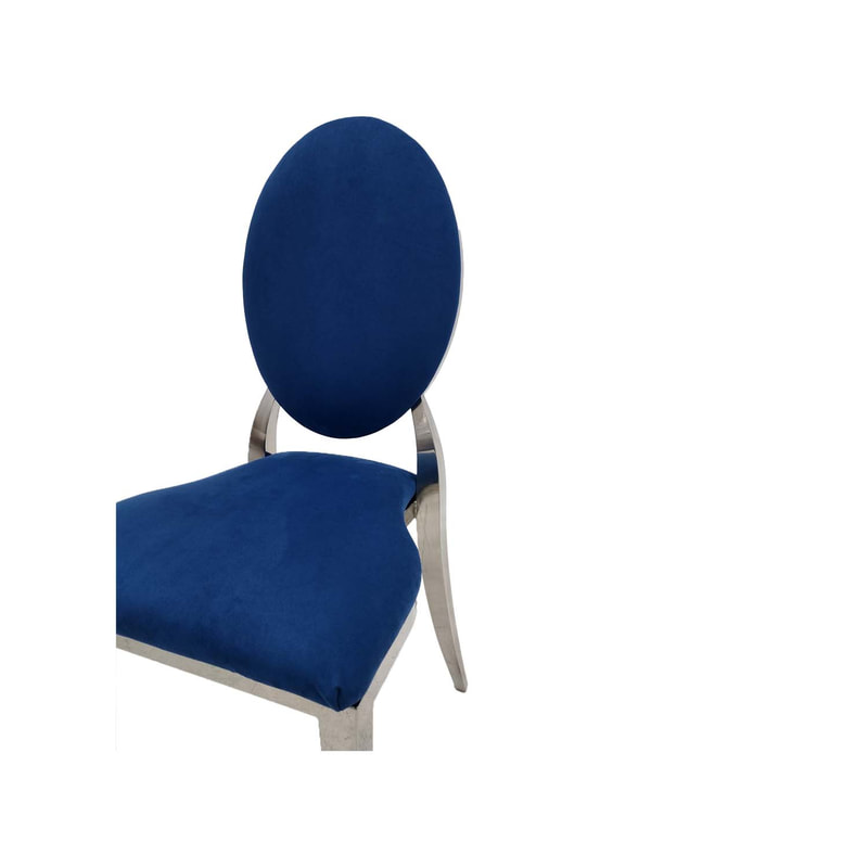 F-CH132-MB Silver Dior chair in Midnight Blue fabric