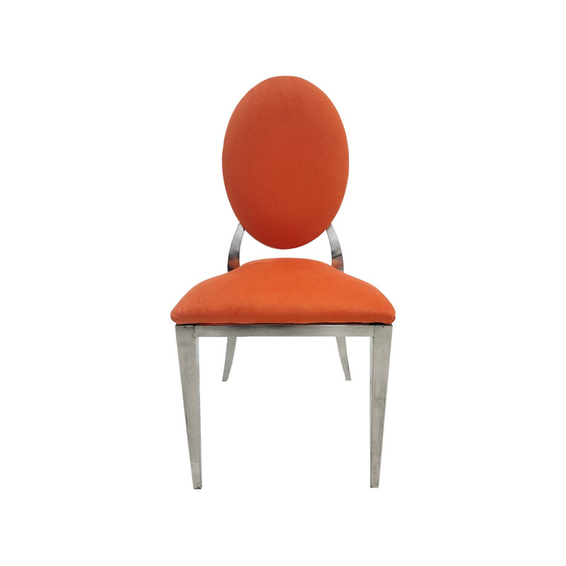 F-CH132-OR Silver Dior chair in orange fabric