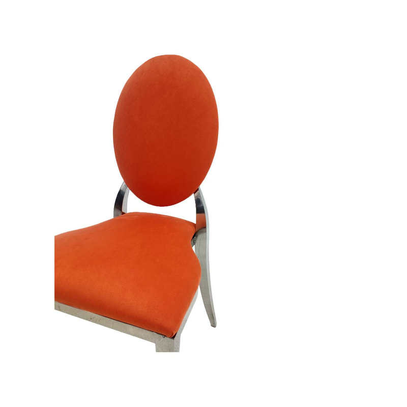 F-CH132-OR Silver Dior chair in orange fabric