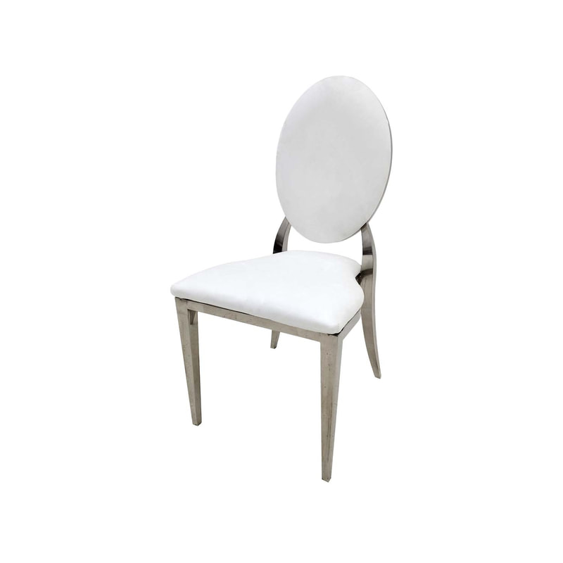 F-CH132-WH Gold Dior chair with white fabric seat covers