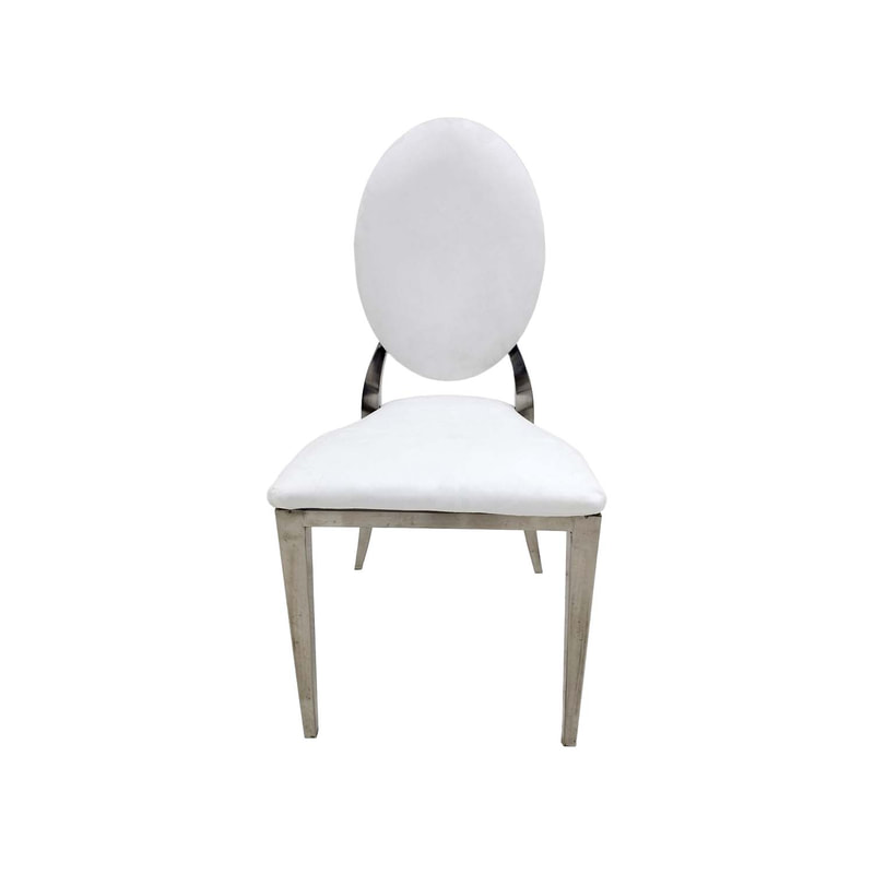F-CH132-WH Gold Dior chair with white fabric seat covers