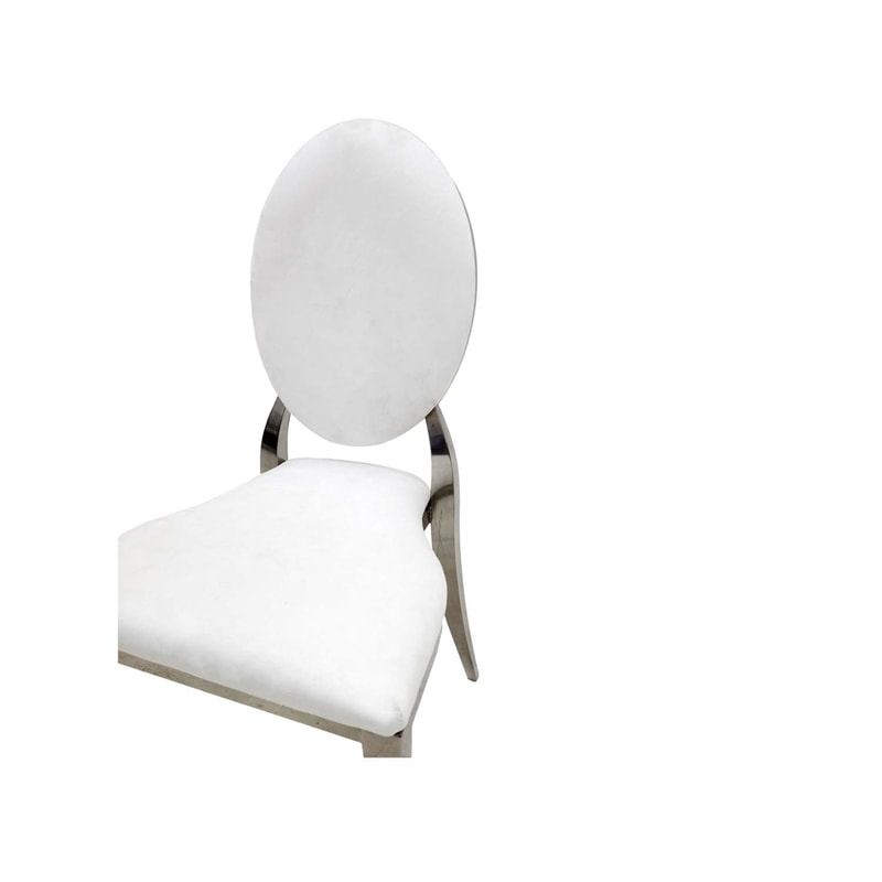 F-CH132-WH Gold Dior chair with white fabric seat covers