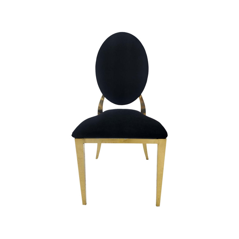F-CH133-BL Gold Dior chair in Black fabric