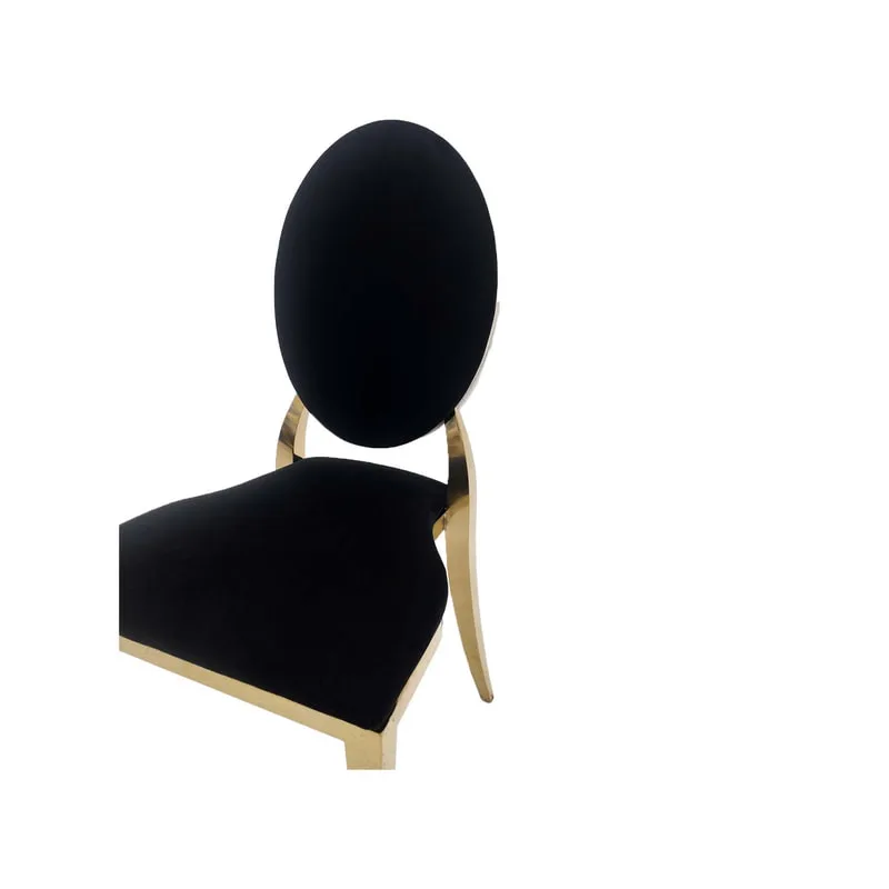 F-CH133-BL Gold Dior chair in Black fabric