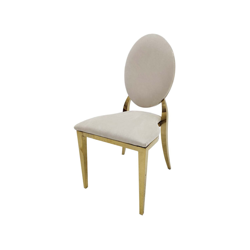 F-CH133-CR Gold Dior chair in cream fabric