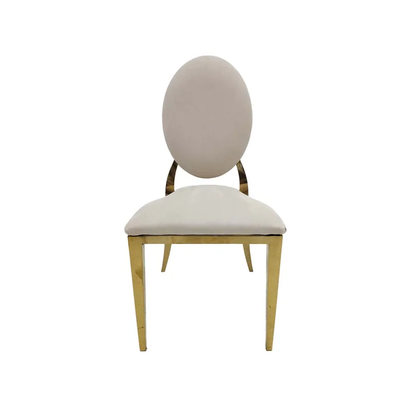 F-CH133-CR Gold Dior chair in cream fabric
