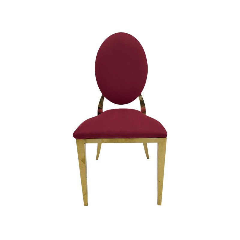 F-CH133-DR Gold Dior chair in dark red fabric