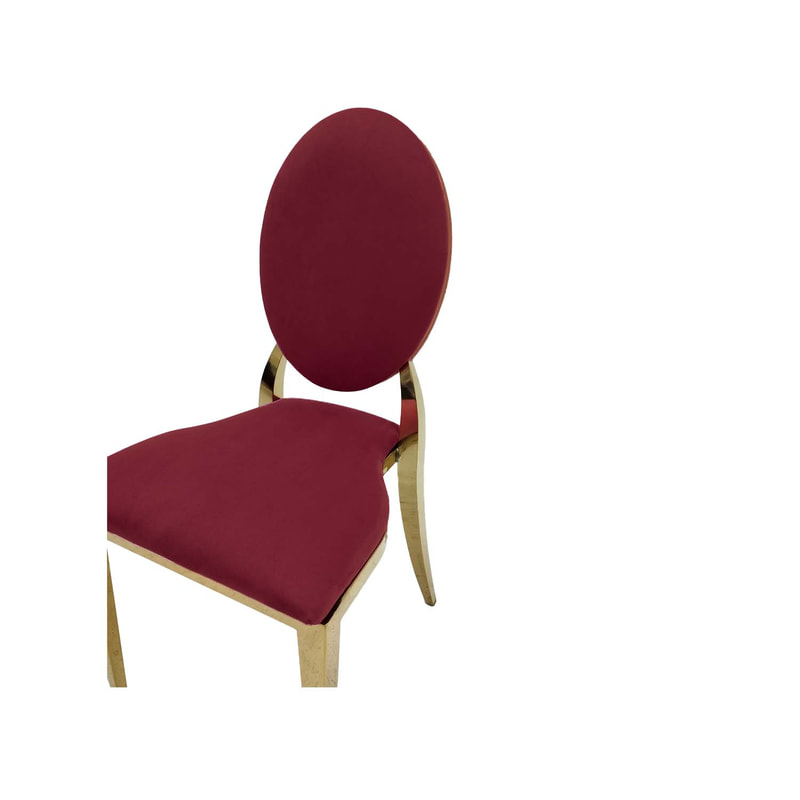 F-CH133-DR Gold Dior chair in dark red fabric