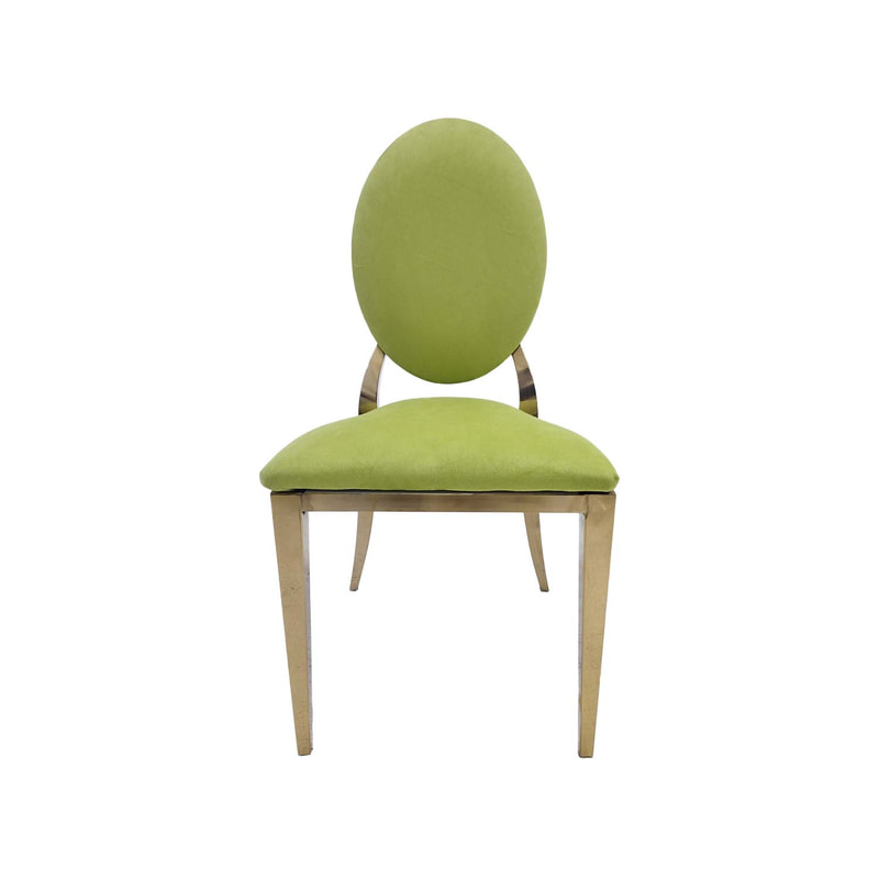 F-CH133-GL Gold Dior chair in lime green fabric