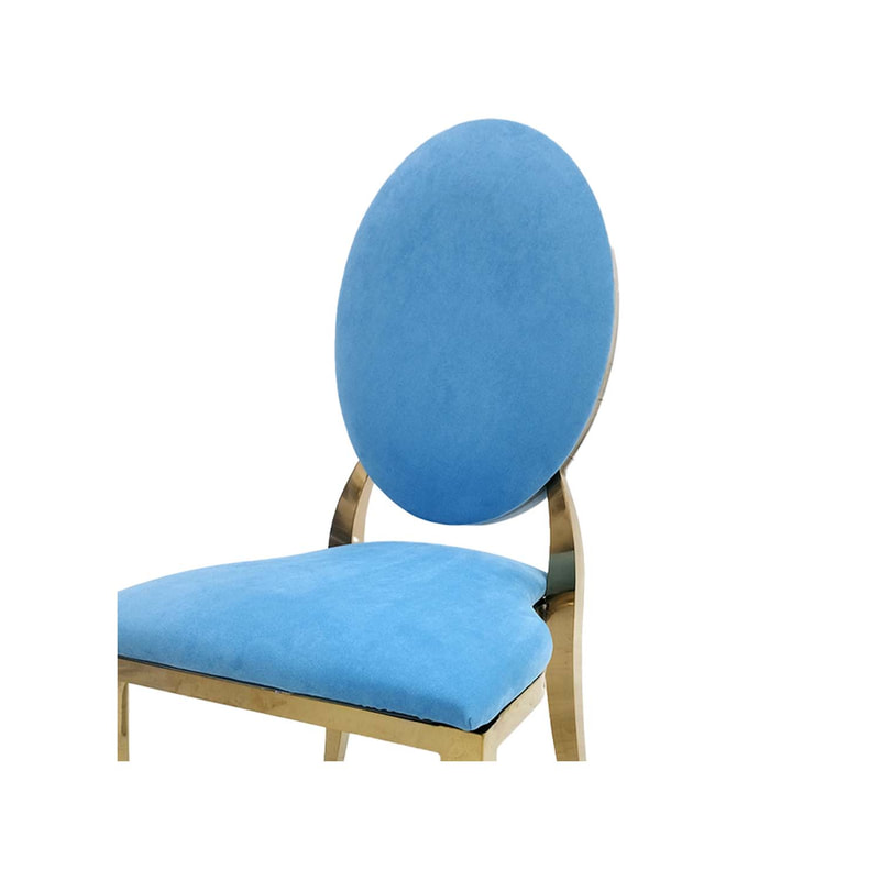 F-CH133-LB Gold Dior chair in light blue fabric