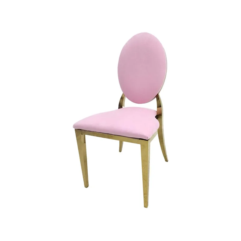  F-CH133-LP Gold Dior chair in Light Pink fabric