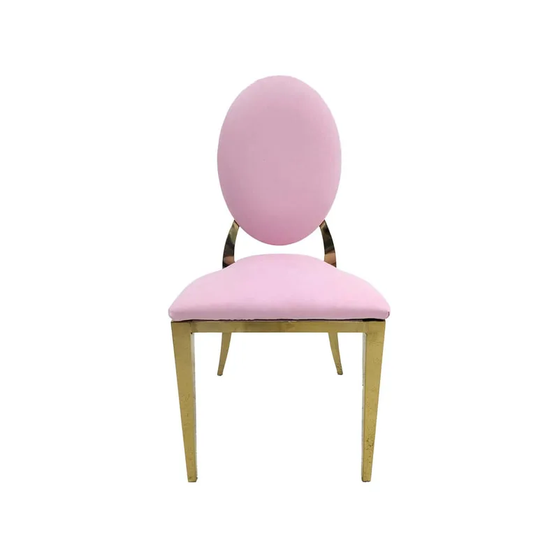  F-CH133-LP Gold Dior chair in Light Pink fabric
