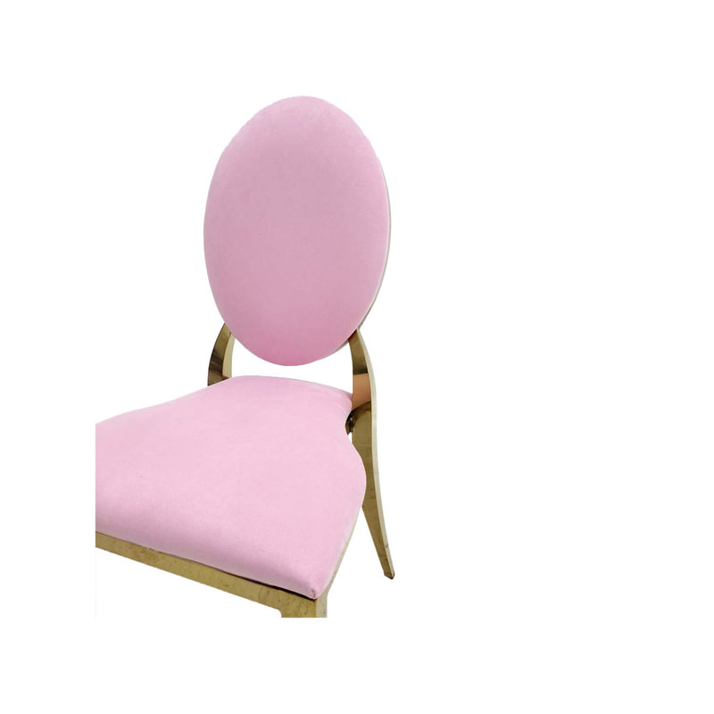  F-CH133-LP Gold Dior chair in Light Pink fabric