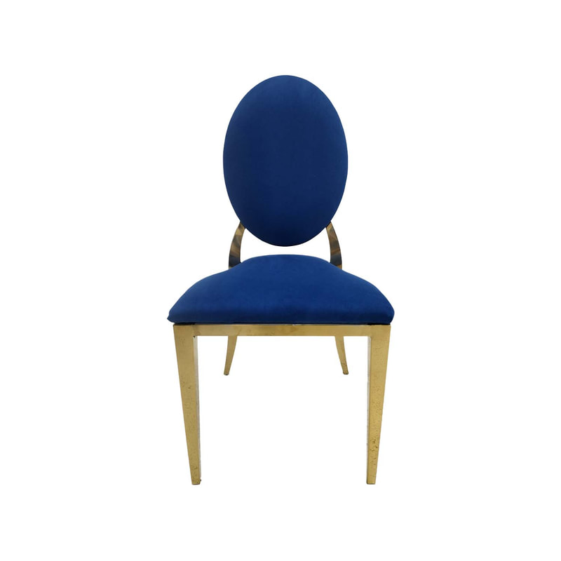  F-CH133-MB Gold Dior chair in Midnight Blue fabric