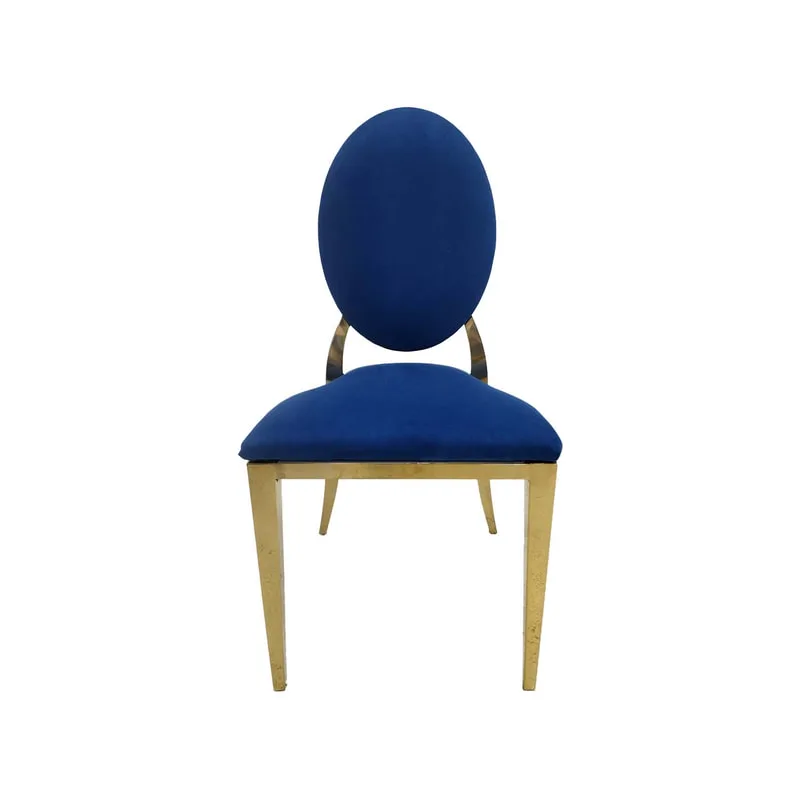  F-CH133-MB Gold Dior chair in Midnight Blue fabric
