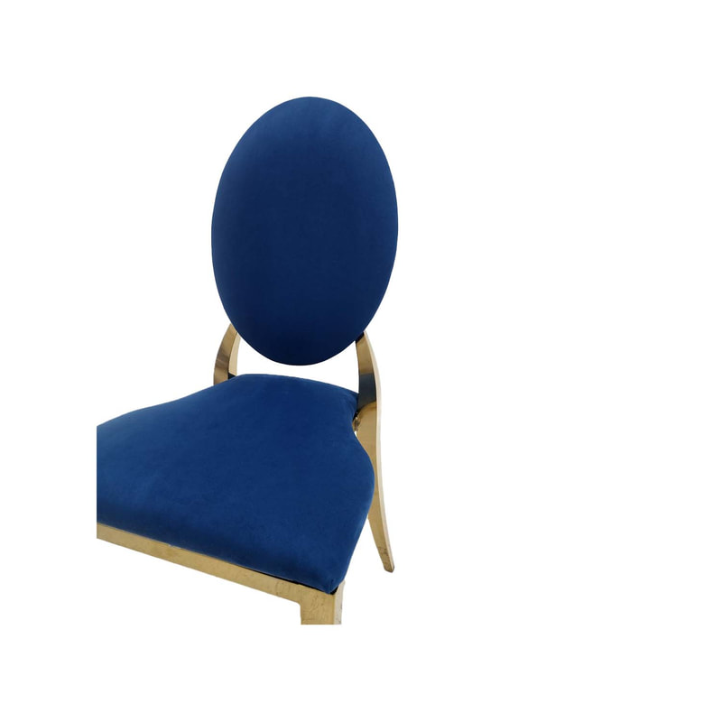  F-CH133-MB Gold Dior chair in Midnight Blue fabric