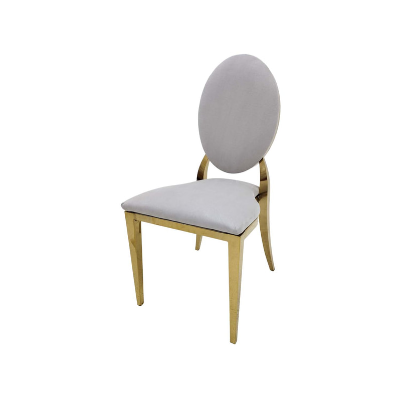 F-CH133-SI Gold Dior chair in silver fabric