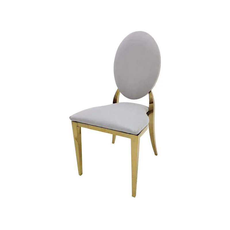 F-CH133-SI Gold Dior chair in silver fabric