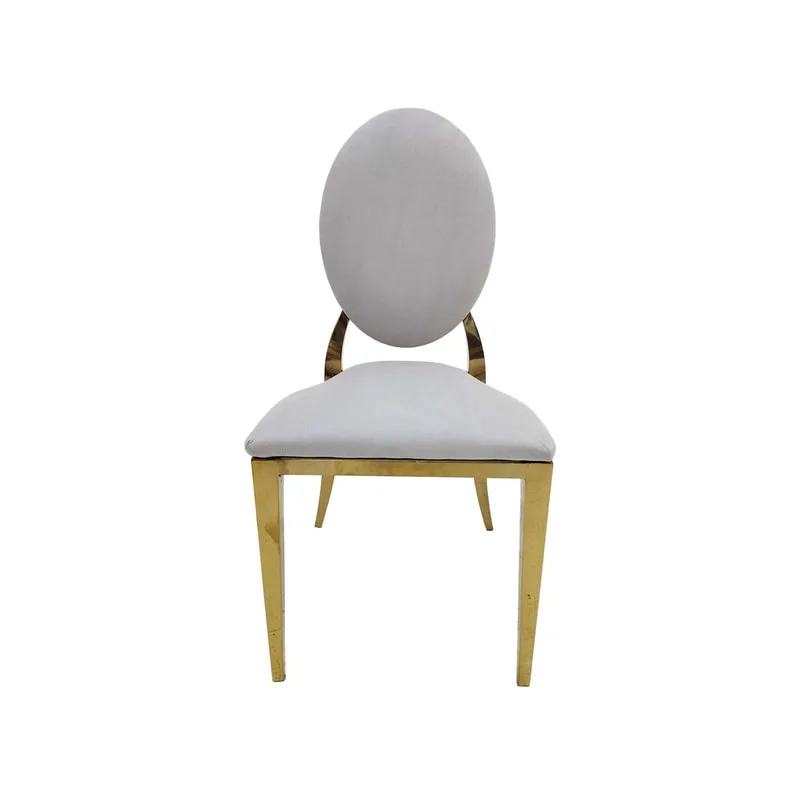 F-CH133-SI Gold Dior chair in silver fabric