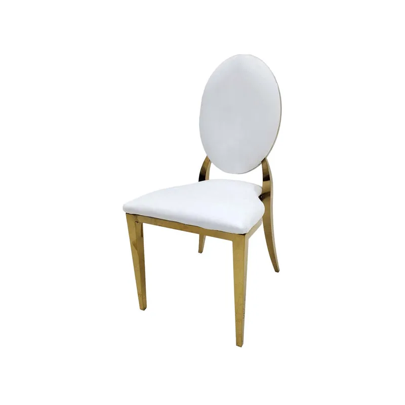 F-CH133-WH Gold Dior chair in White fabric