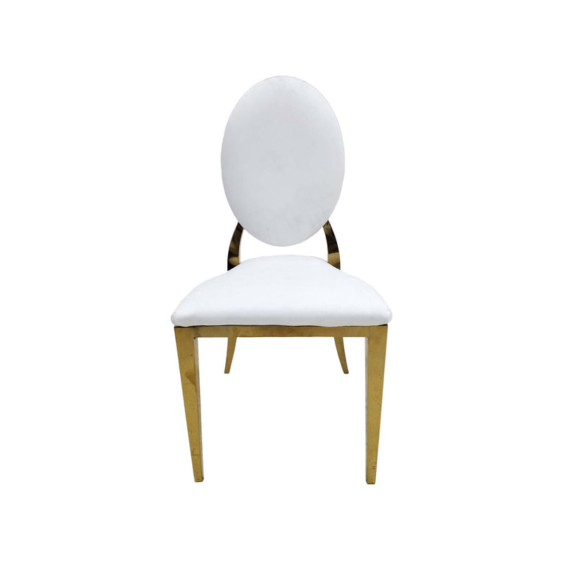 F-CH133-WH Gold Dior chair in White fabric