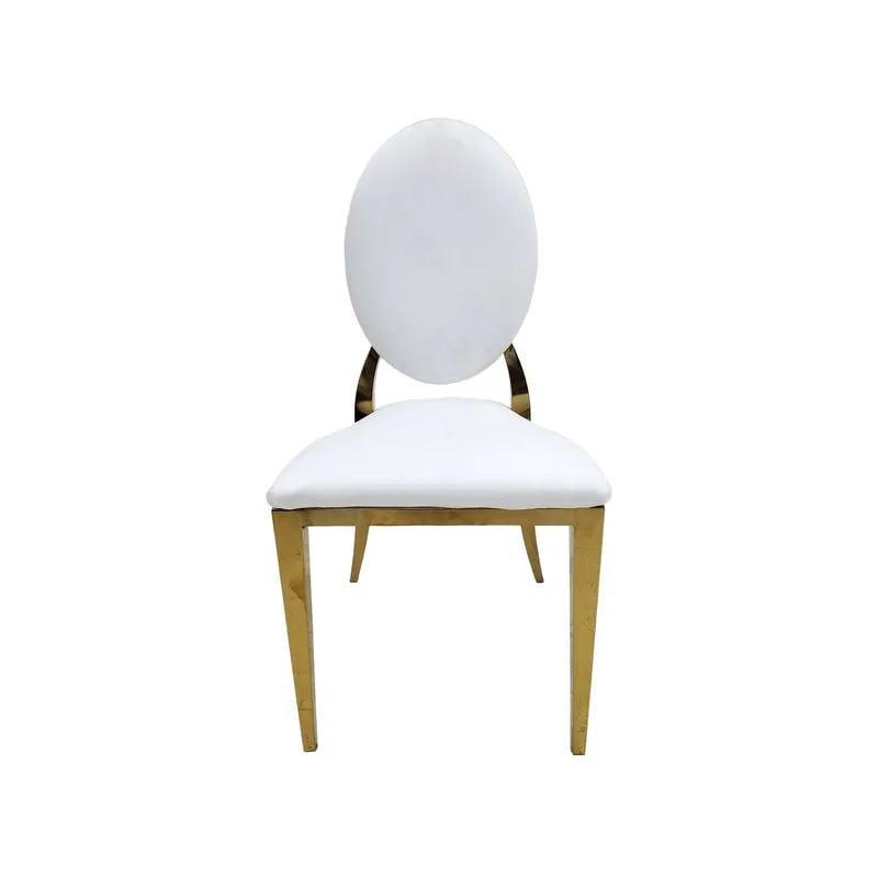 F-CH133-WH Gold Dior chair in White fabric