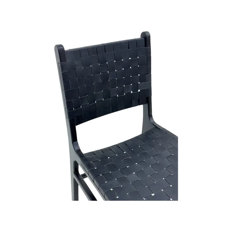 F-CH38-BL Baxter chair in black leather with black wooden frame