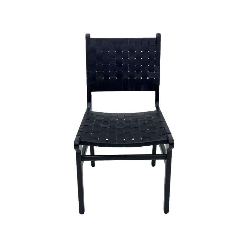 F-CH38-BL Baxter chair in black leather with black wooden frame