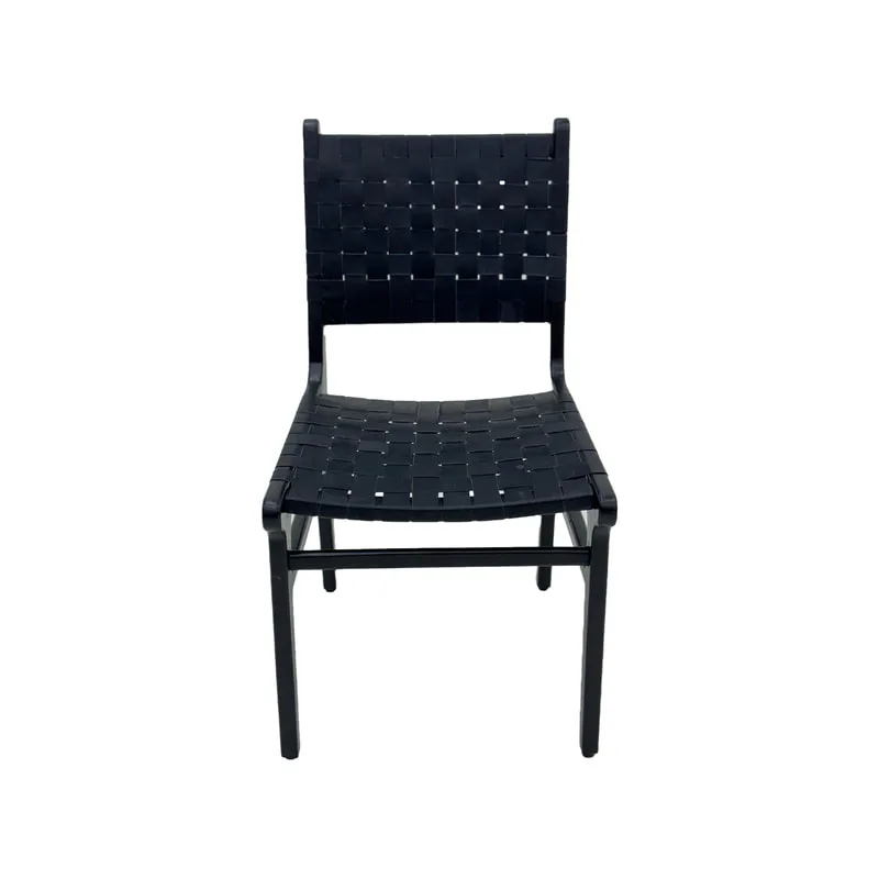 F-CH38-BL Baxter chair in black leather with black wooden frame