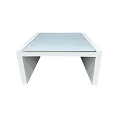 F-CS103-WH Elena square side table in white with glass top