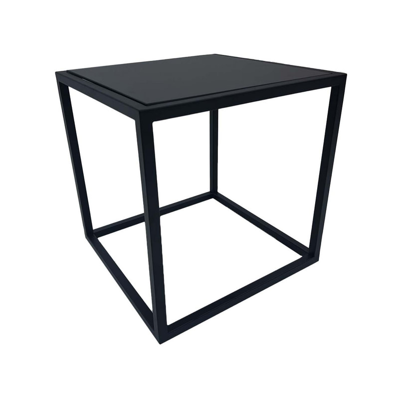 F-CS106-BL Enzo side table with black glass top and black metal frame