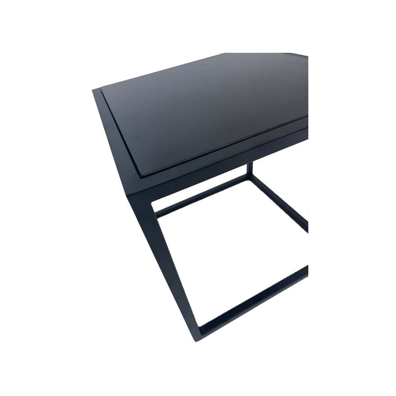 F-CS106-BL Enzo side table with black glass top and black metal frame
