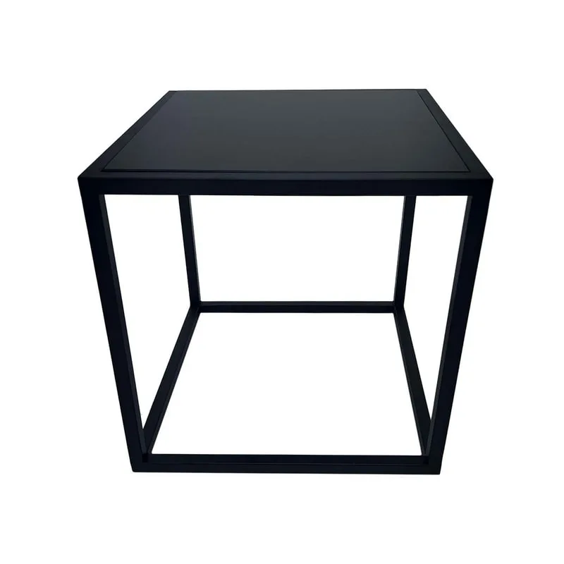 F-CS106-BL Enzo side table with black glass top and black metal frame